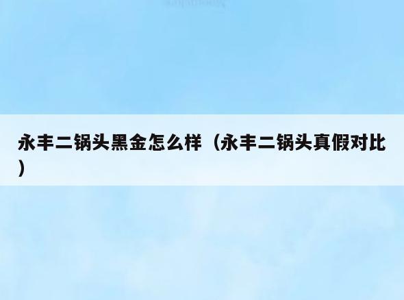 永丰二锅头黑金怎么样(永丰二锅头真假对比)
