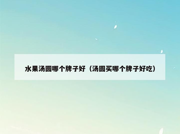 水果汤圆哪个牌子好(汤圆买哪个牌子好吃)