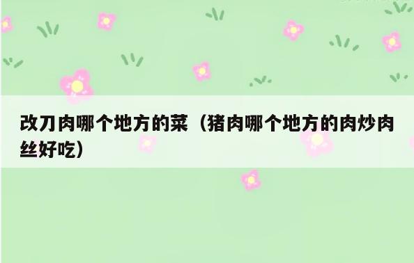改刀肉哪个地方的菜(猪肉哪个地方的肉炒肉丝好吃)