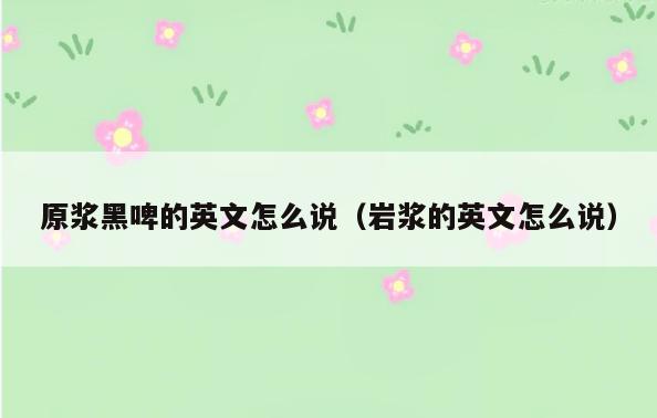 原浆黑啤的英文怎么说(岩浆的英文怎么说)