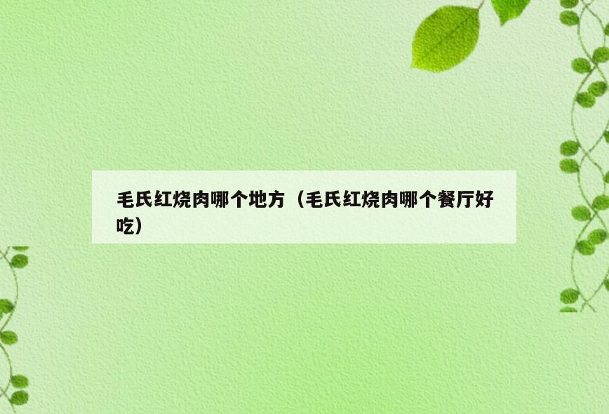 毛氏红烧肉哪个地方(毛氏红烧肉哪个餐厅好吃)