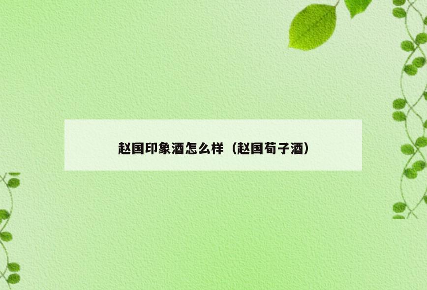 赵国印象酒怎么样(赵国荀子酒)