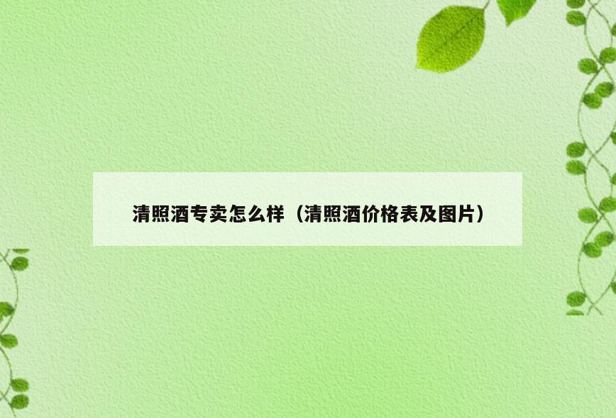 清照酒专卖怎么样(清照酒价格表及图片)