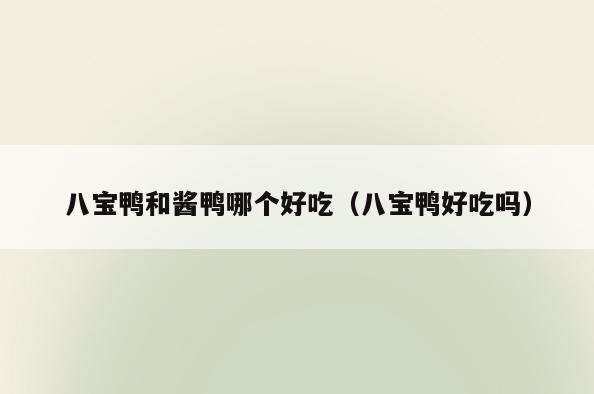 八宝鸭和酱鸭哪个好吃(八宝鸭好吃吗)