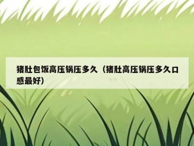 猪肚包饭高压锅压多久（猪肚高压锅压多久口感最好）