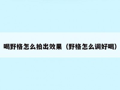 喝野格怎么拍出效果（野格怎么调好喝）