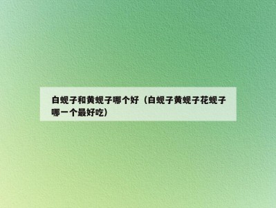 白蚬子和黄蚬子哪个好（白蚬子黄蚬子花蚬子哪一个最好吃）