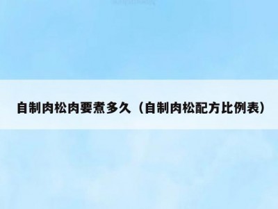 自制肉松肉要煮多久（自制肉松配方比例表）