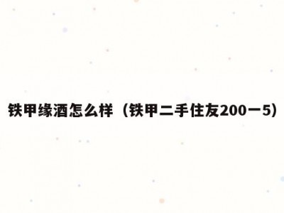 铁甲缘酒怎么样（铁甲二手住友200一5）