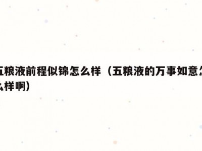 五粮液前程似锦怎么样（五粮液的万事如意怎么样啊）
