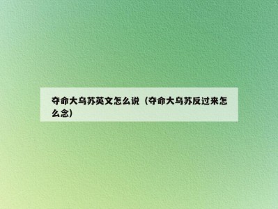 夺命大乌苏英文怎么说（夺命大乌苏反过来怎么念）