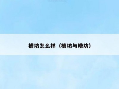 槽坊怎么样（槽坊与糟坊）