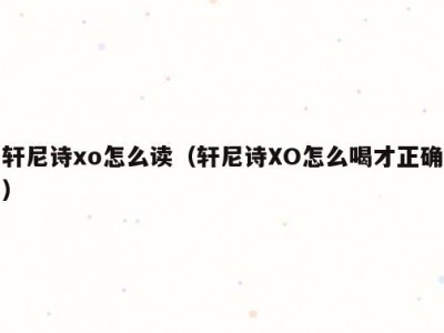 轩尼诗xo怎么读（轩尼诗XO怎么喝才正确）