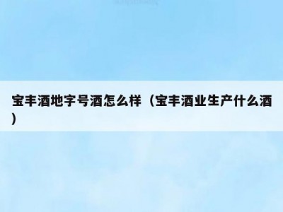 宝丰酒地字号酒怎么样（宝丰酒业生产什么酒）