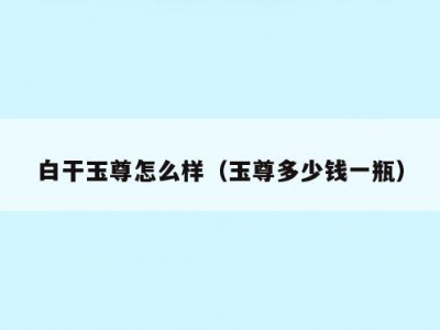 白干玉尊怎么样（玉尊多少钱一瓶）