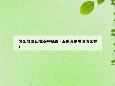 怎么加盟五粮液歪嘴酒（五粮液歪嘴酒怎么样）
