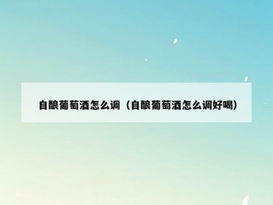 自酿葡萄酒怎么调（自酿葡萄酒怎么调好喝）