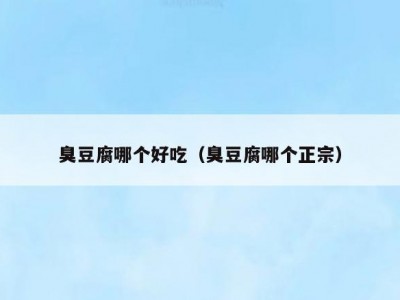 臭豆腐哪个好吃（臭豆腐哪个正宗）
