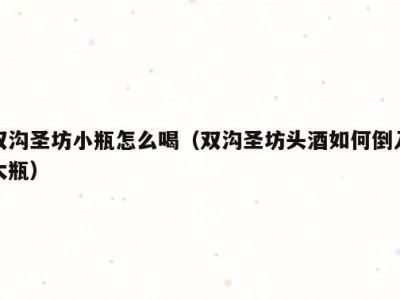 双沟圣坊小瓶怎么喝（双沟圣坊头酒如何倒入大瓶）