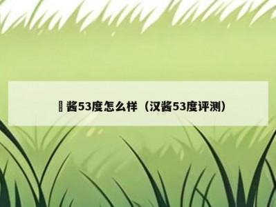 漢酱53度怎么样（汉酱53度评测）