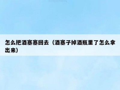 怎么把酒塞塞回去（酒塞子掉酒瓶里了怎么拿出来）