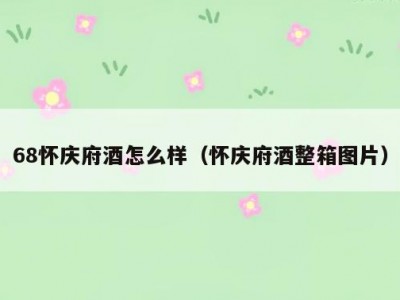 68怀庆府酒怎么样（怀庆府酒整箱图片）