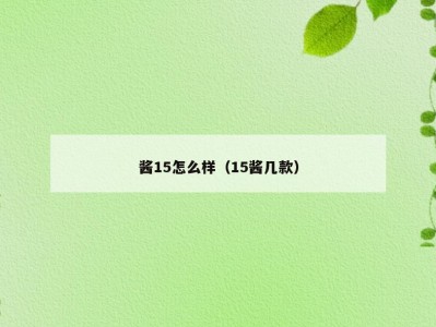 酱15怎么样（15酱几款）