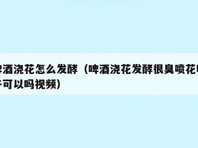 啤酒浇花怎么发酵（啤酒浇花发酵很臭喷花叶子可以吗视频）