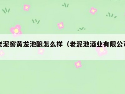 老泥窖黄龙池酿怎么样（老泥池酒业有限公司）