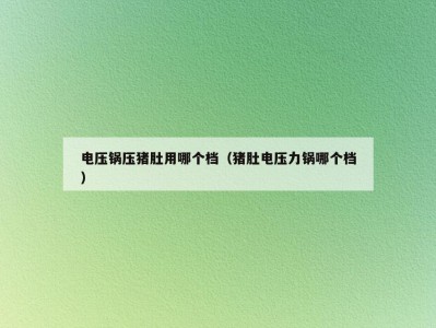 电压锅压猪肚用哪个档（猪肚电压力锅哪个档）
