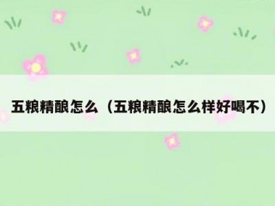 五粮精酿怎么（五粮精酿怎么样好喝不）