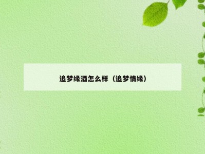 追梦缘酒怎么样（追梦情缘）