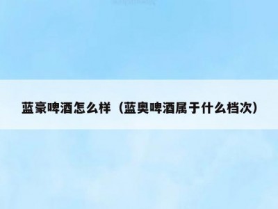蓝豪啤酒怎么样（蓝奥啤酒属于什么档次）