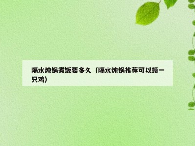 隔水炖锅煮饭要多久（隔水炖锅推荐可以顿一只鸡）